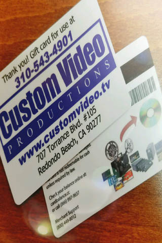 a front and back photo of Video Transfer Service Production DVD Gift Card